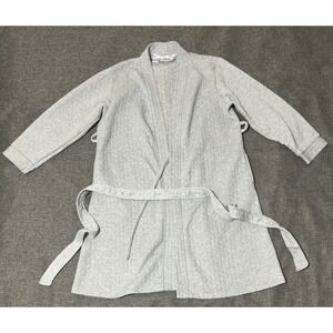 Body Touch Womens Large‎ Robe Gray Quilted Belted Loungewear